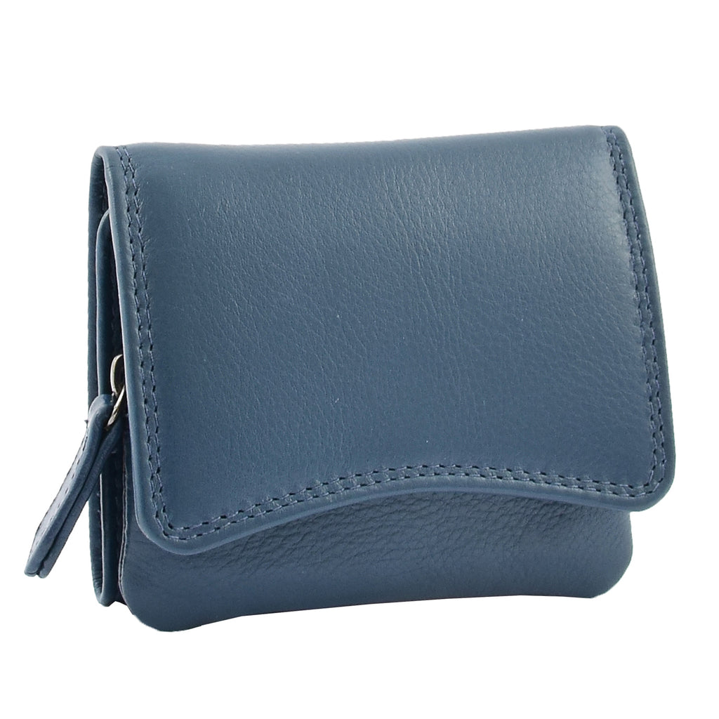 DR412 Women's Small Trifold Leather Purse Navy 1