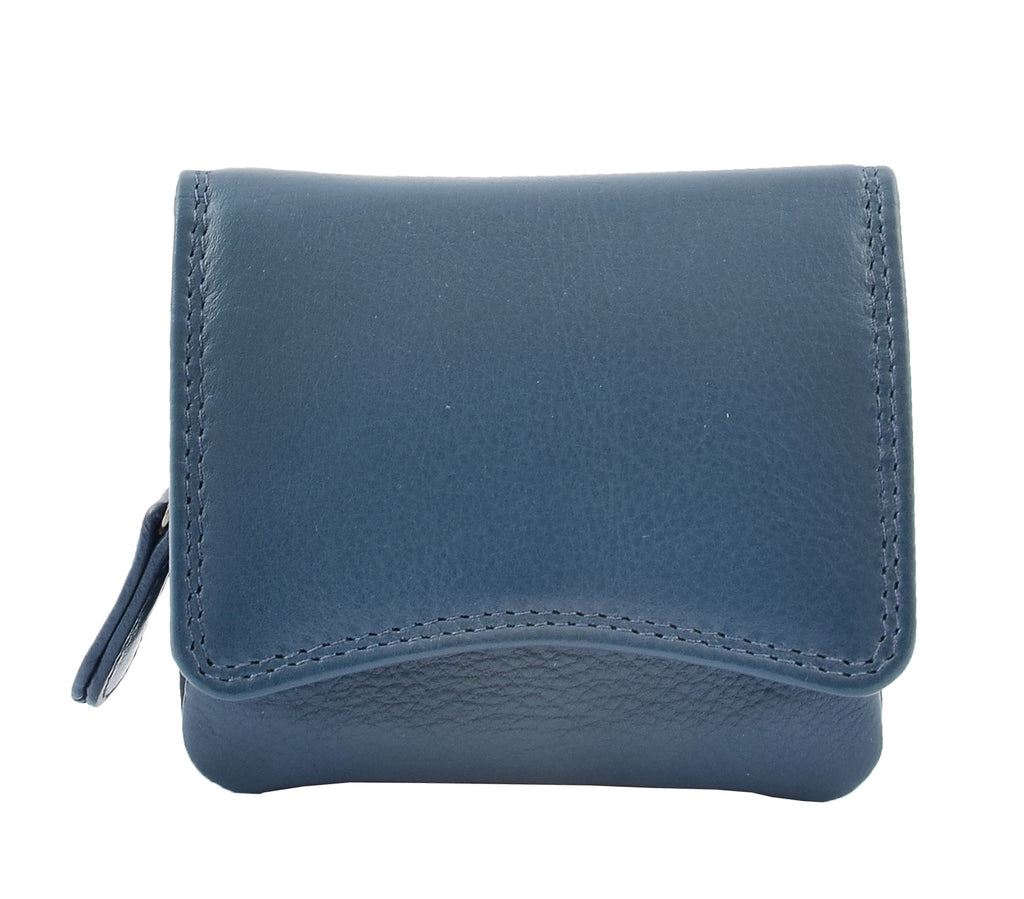 DR412 Women's Small Trifold Leather Purse Navy 2