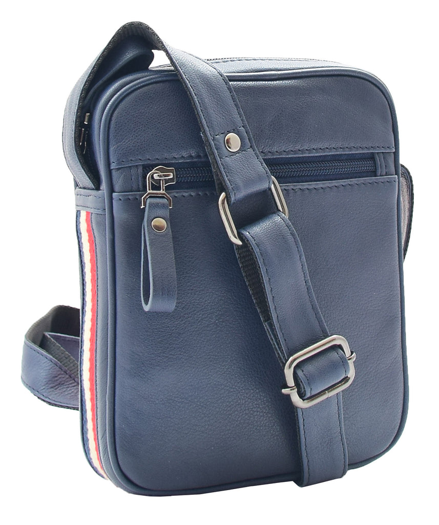 DR338 Men's Leather Cross Body Small Flight Bag Navy 4