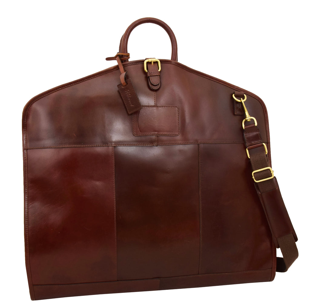 DR281 Buffalo Leather Suit Carrier Garment Bag Brandy 2