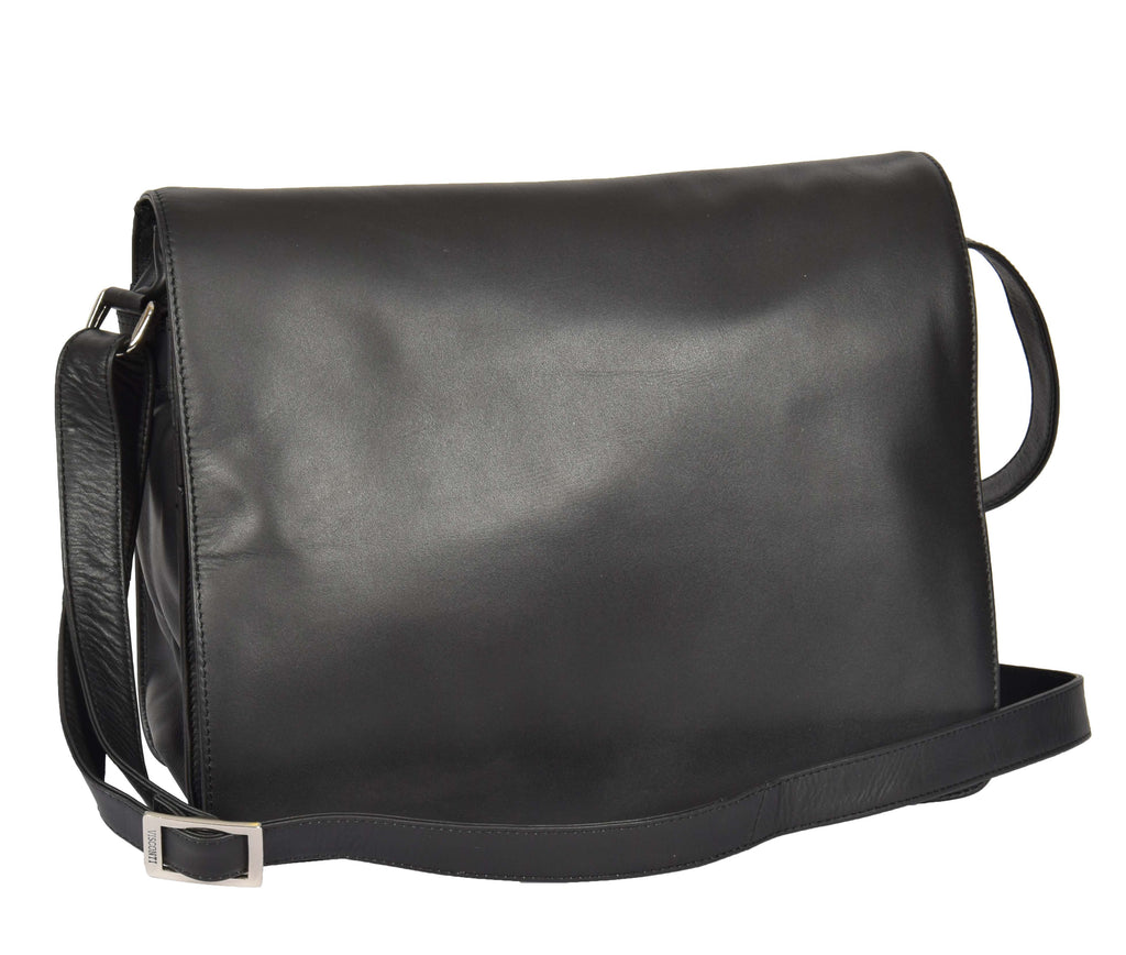 DR362 Women's Soft Leather Large Flap Over Black 4