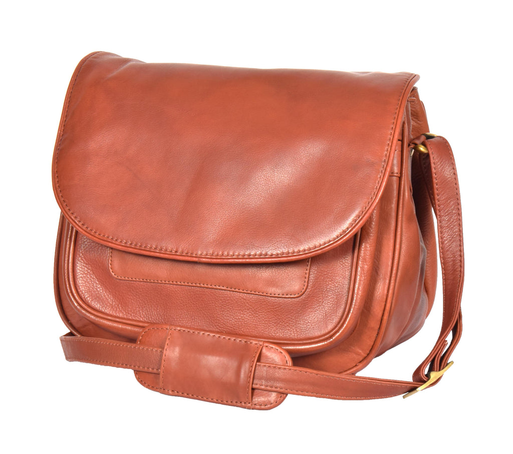 DR364 Women's Classic Cross Body Leather Bag Brown 4