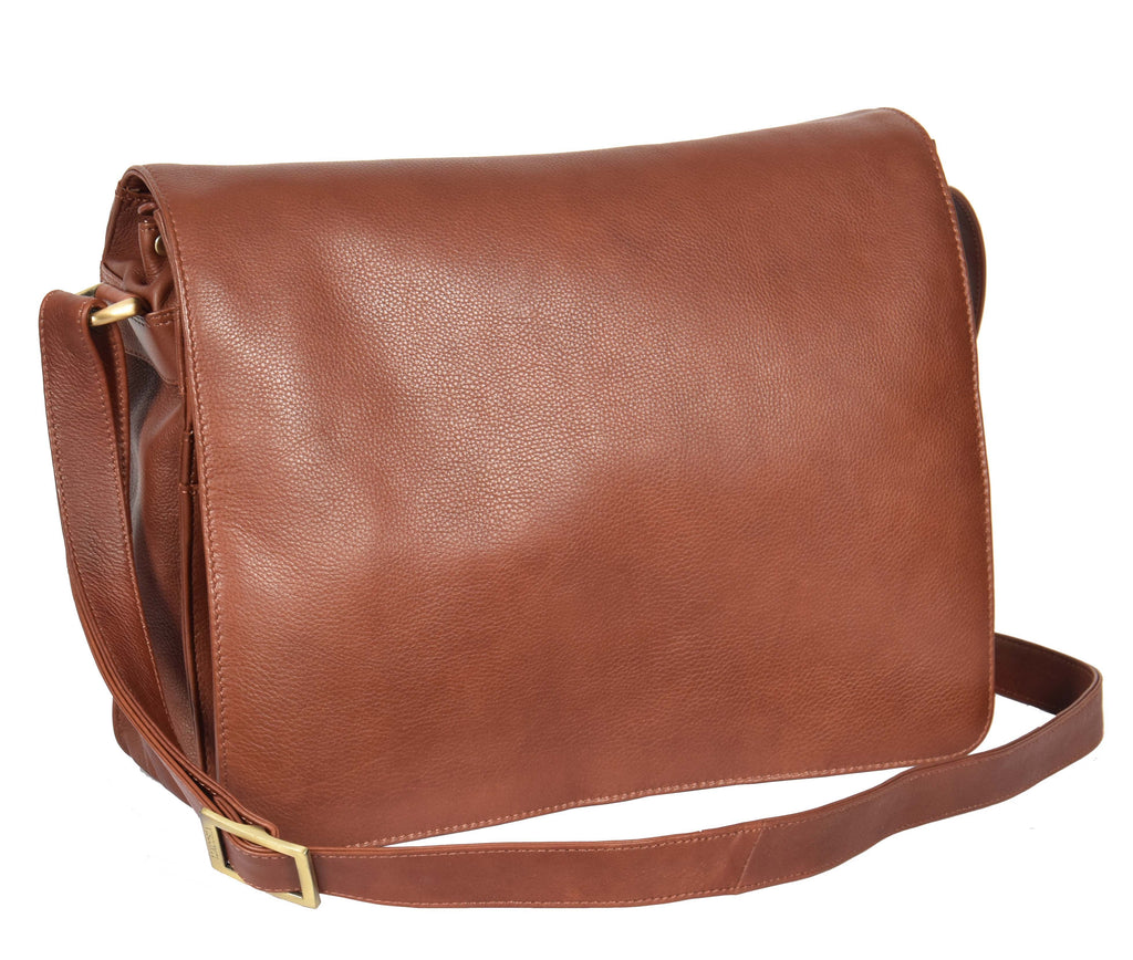 DR362 Women's Soft Leather Large Flap Over Brown 6