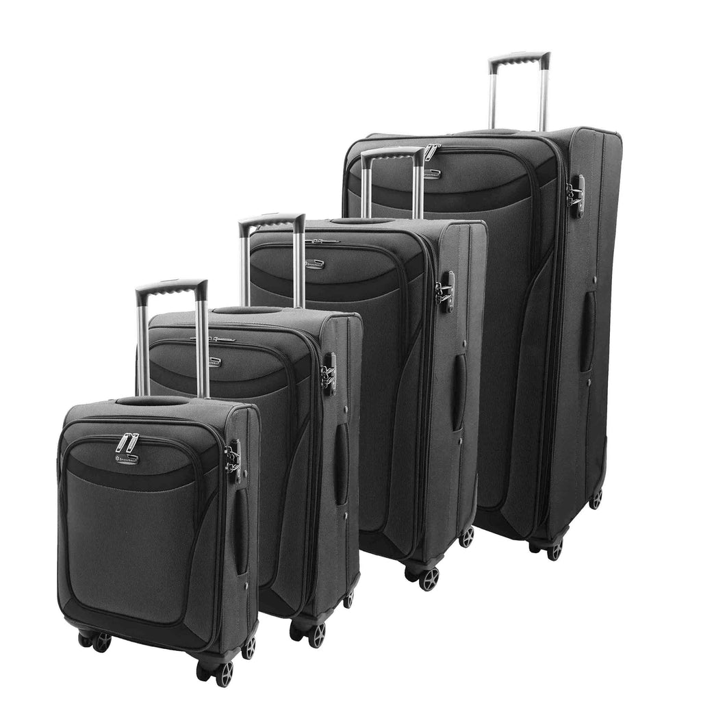 DR523 Soft Casing TSA Lock Suitcase Luggage Four Wheel Black 1