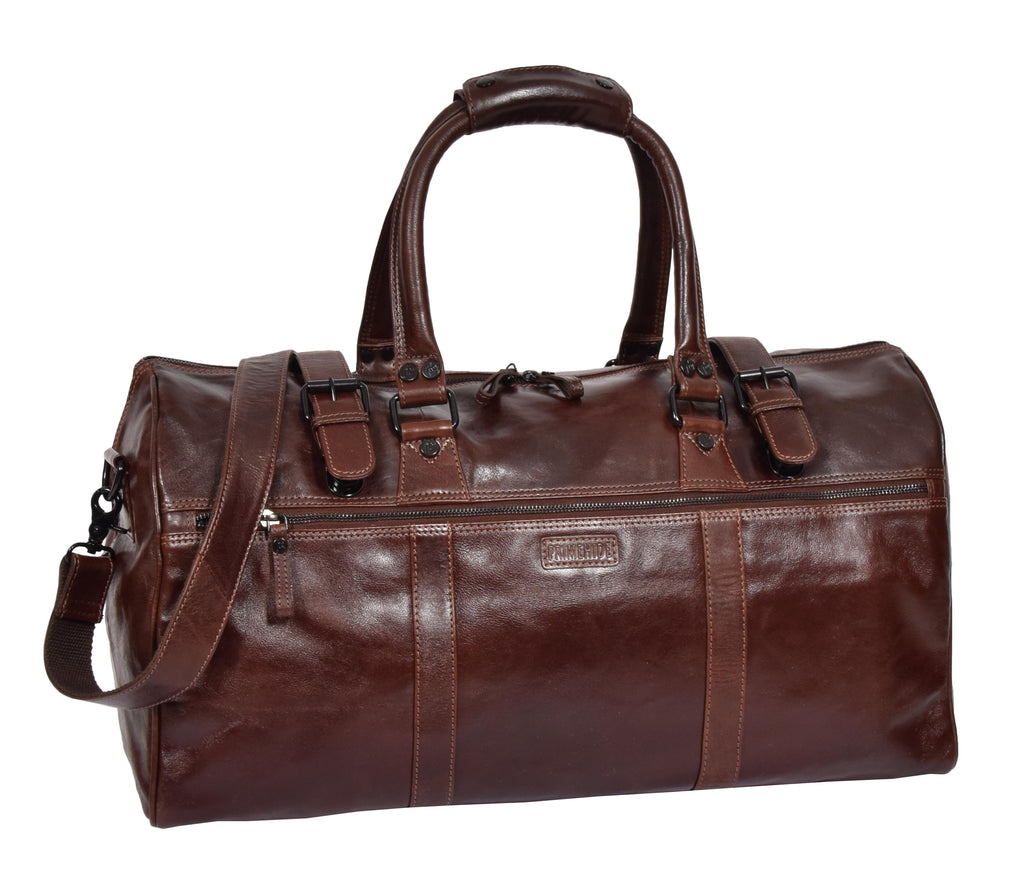 DR329 Brown Luxury Leather Holdall Travel Duffle Bag 10