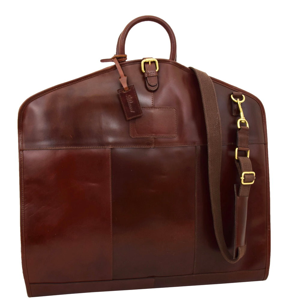 DR281 Buffalo Leather Suit Carrier Garment Bag Brandy 3