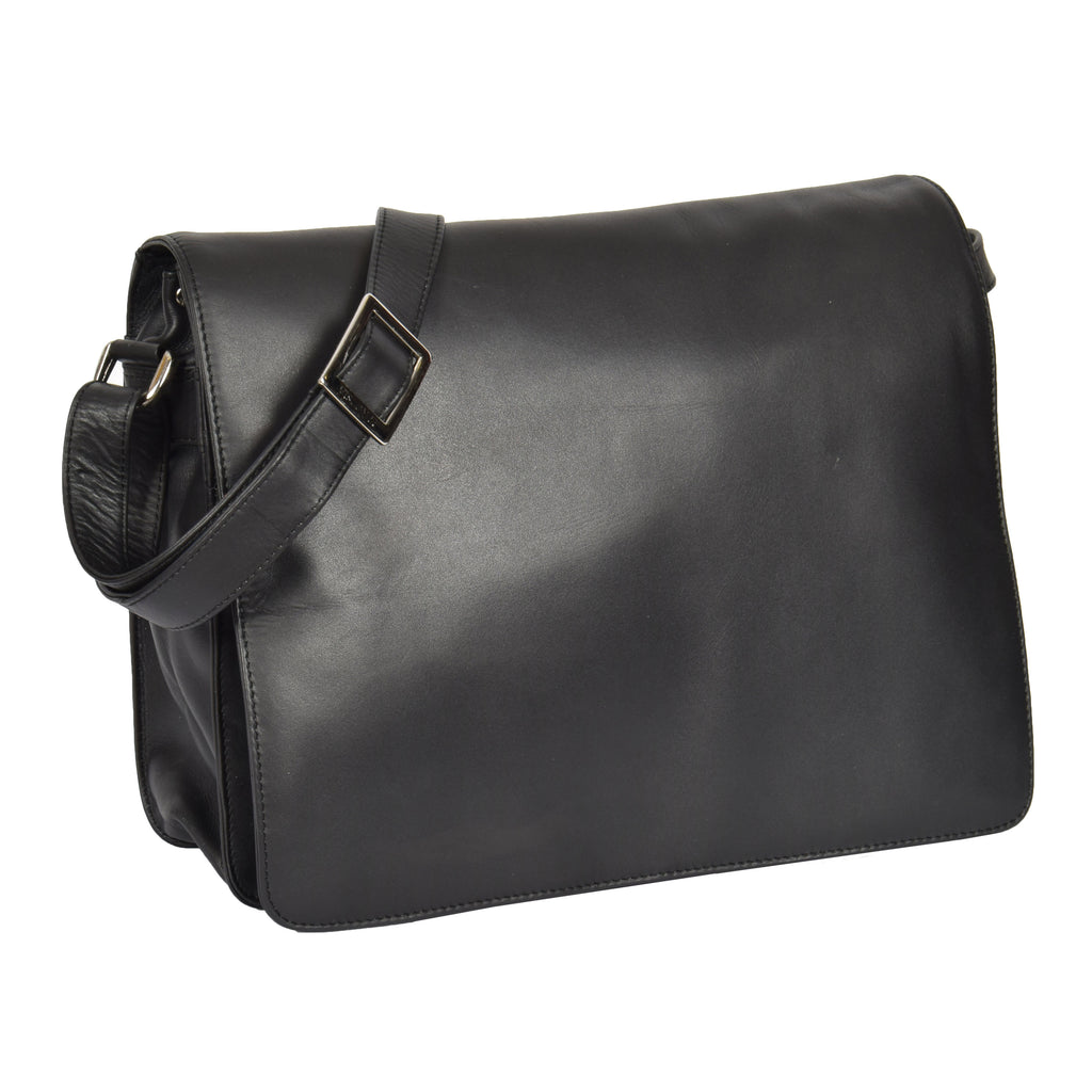DR362 Women's Soft Leather Large Flap Over Black 1