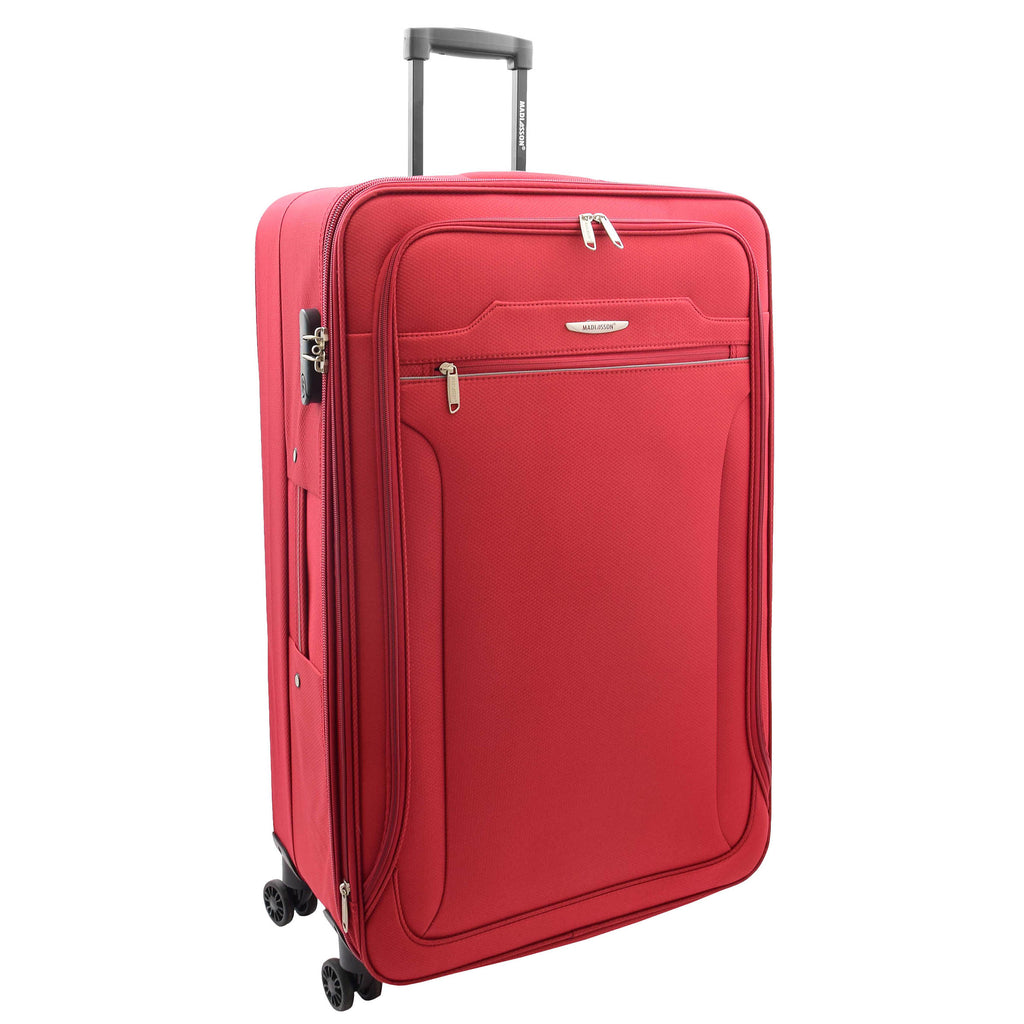 DR524 Expandable Lightweight Soft Luggage Suitcases With Four Wheels Red 3