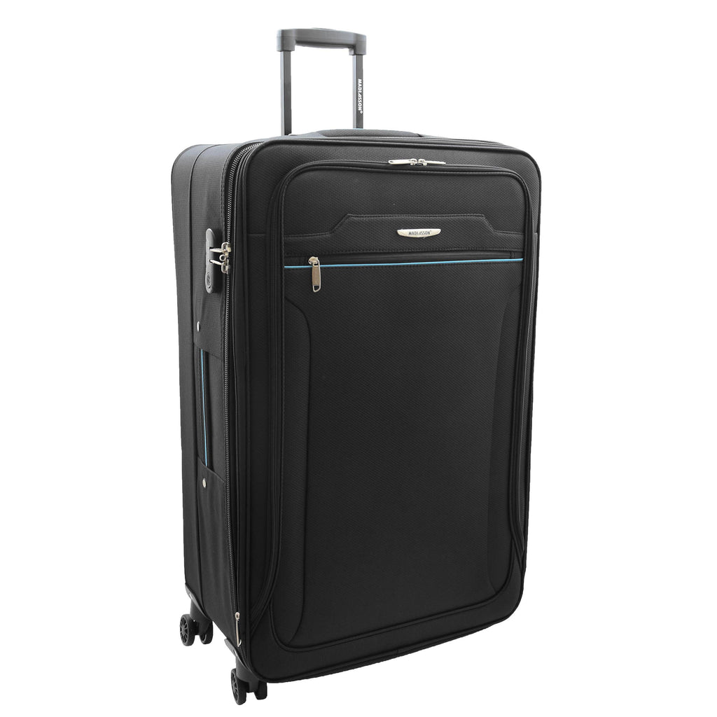 DR524 Expandable Lightweight Soft Luggage Suitcases With Four Wheels Black 3