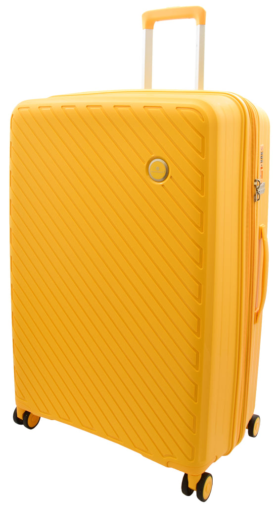 DR503 Four Wheel Suitcases Solid Hard Shell PP Luggage Bag Yellow 2