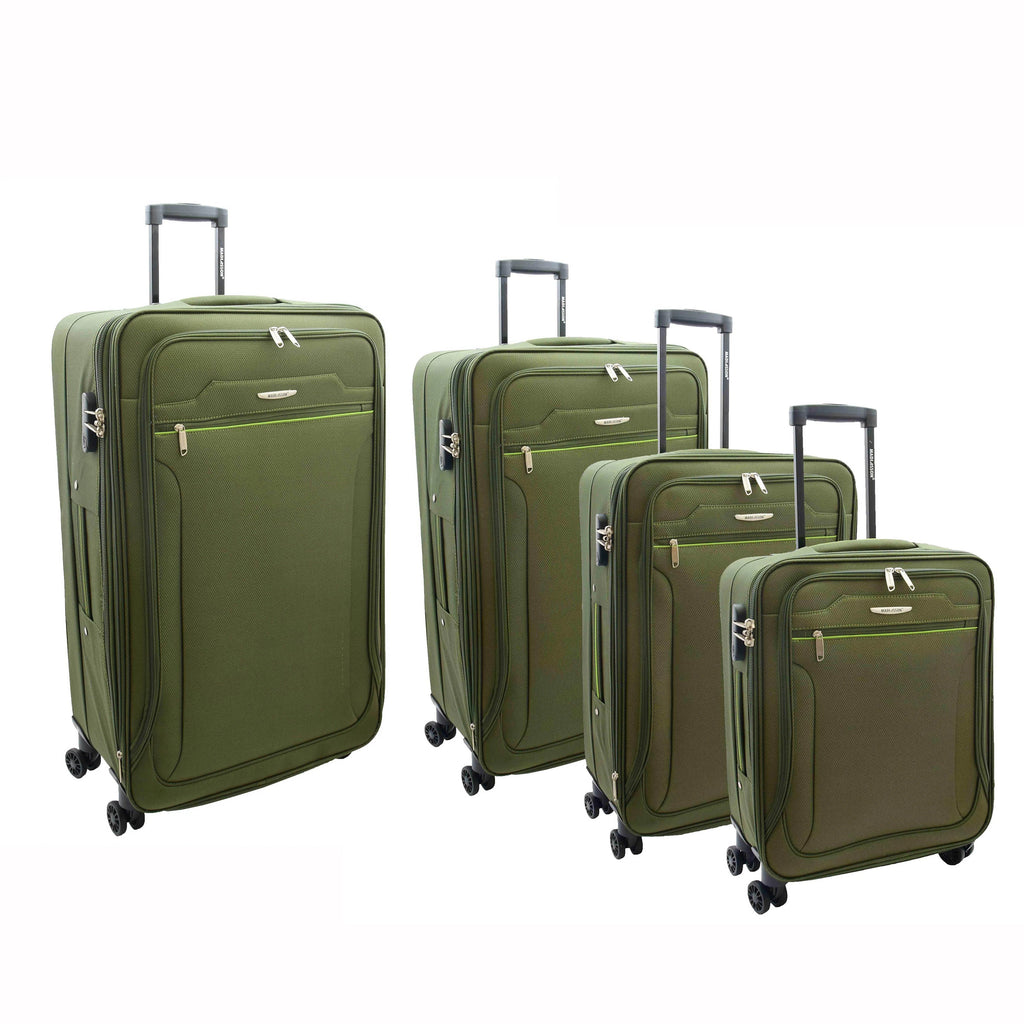 DR524 Expandable Lightweight Soft Luggage Suitcases With Four Wheels Green 1