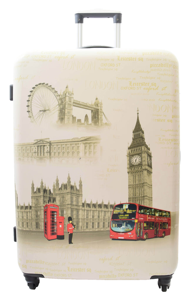 DR500 Four Wheel Suitcase Hard Shell Luggage London Print 3