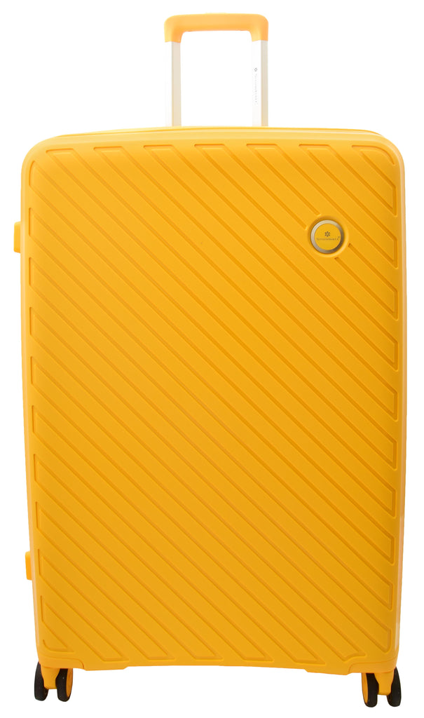 DR503 Four Wheel Suitcases Solid Hard Shell PP Luggage Bag Yellow 3