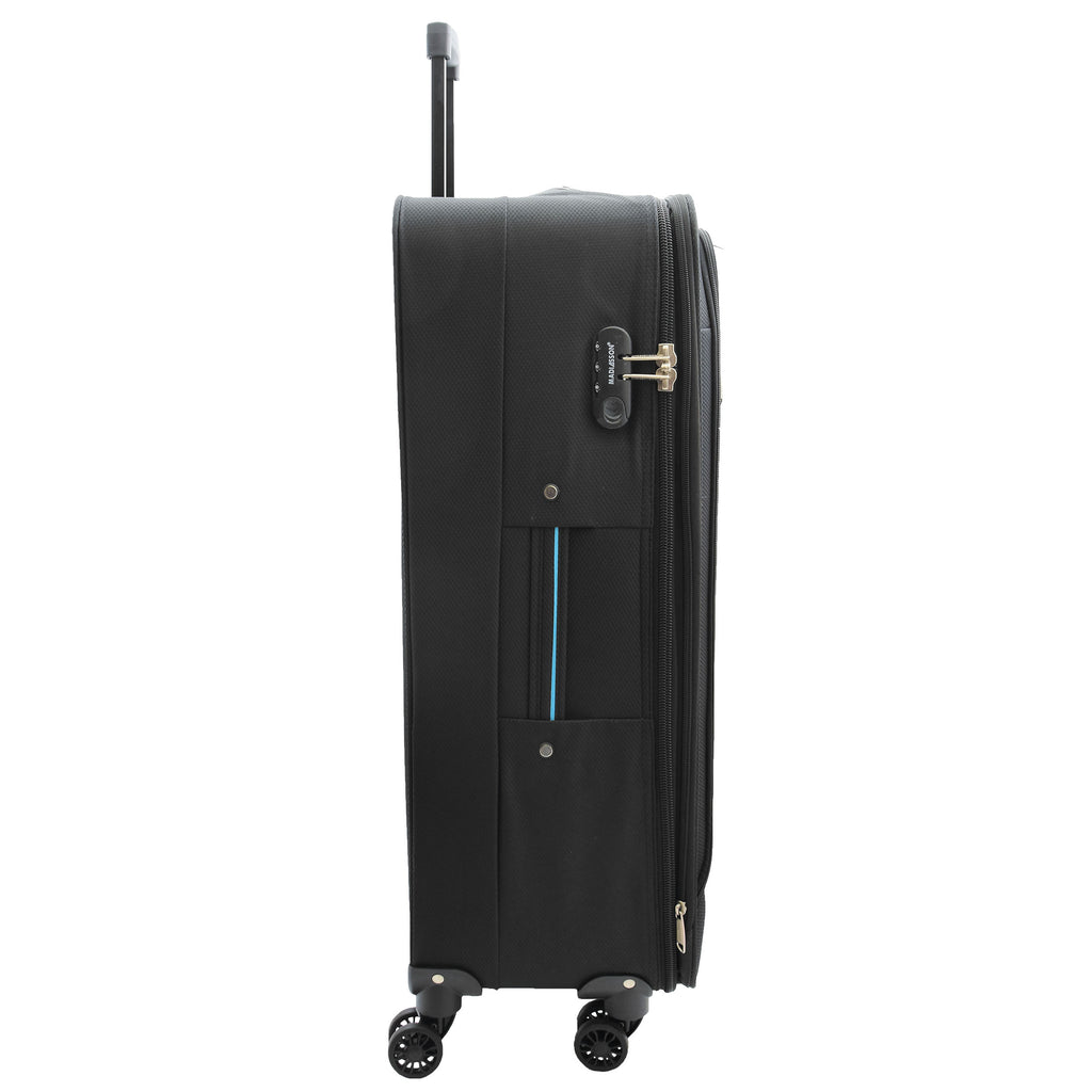 DR524 Expandable Lightweight Soft Luggage Suitcases With Four Wheels Black 4