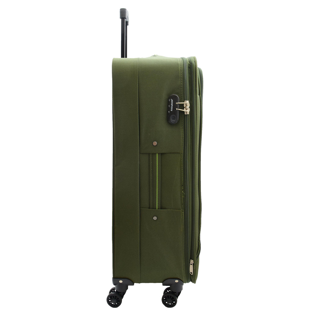 DR524 Expandable Lightweight Soft Luggage Suitcases With Four Wheels Green 4