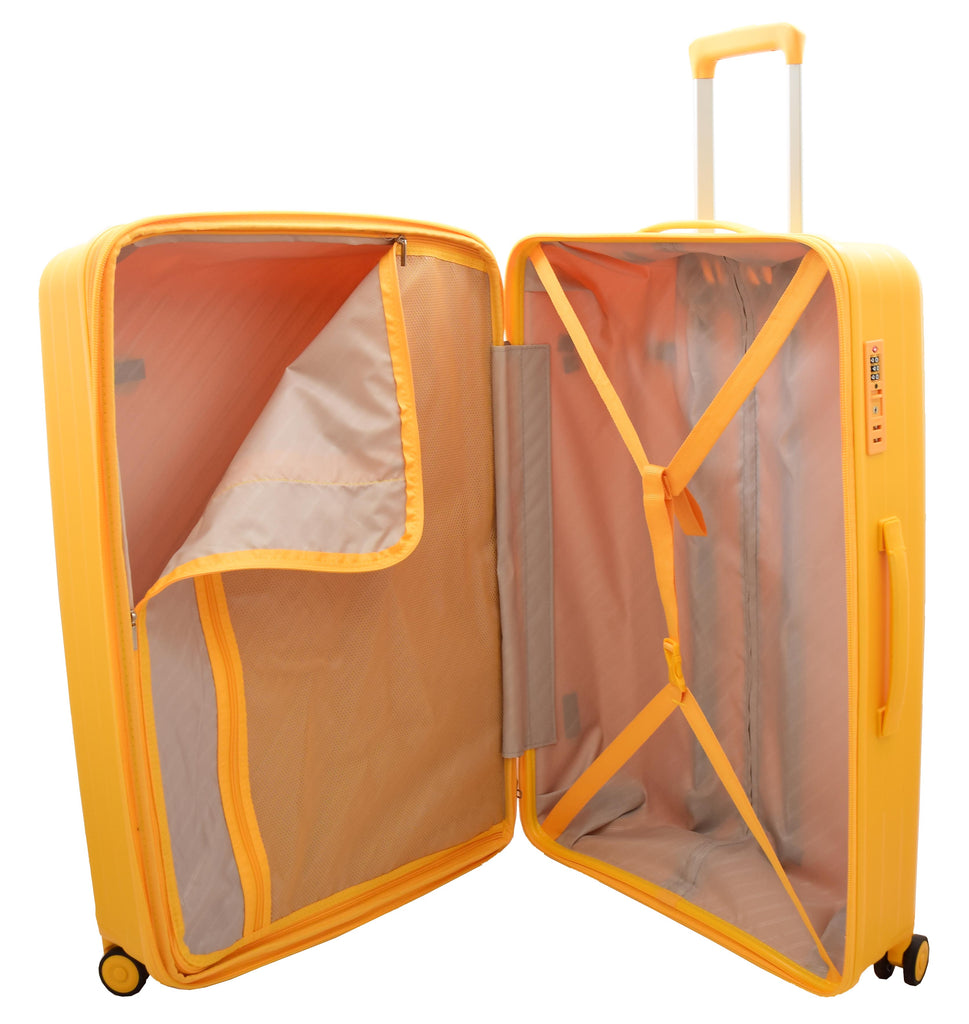 DR503 Four Wheel Suitcases Solid Hard Shell PP Luggage Bag Yellow  6