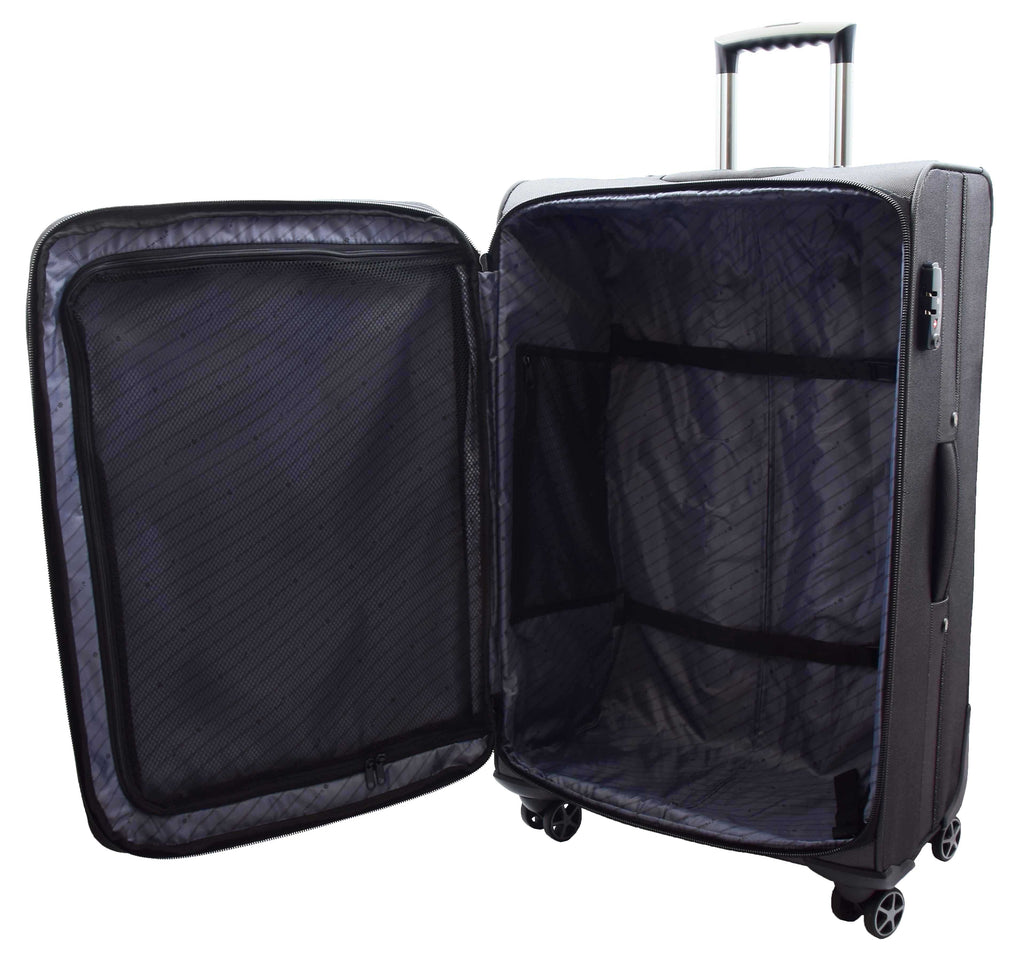 DR523 Soft Casing TSA Lock Suitcase Luggage Four Wheel Black 6