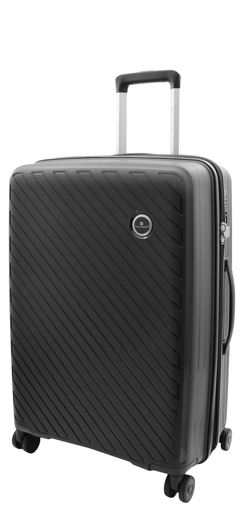 DR503 Four Wheel Suitcases Solid Hard Shell PP Luggage Bag Black 7