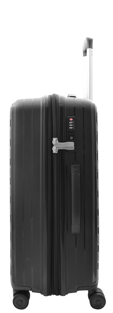 DR503 Four Wheel Suitcases Solid Hard Shell PP Luggage Bag Black 9
