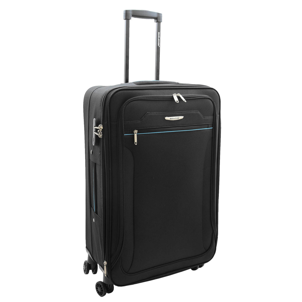 DR524 Expandable Lightweight Soft Luggage Suitcases With Four Wheels Black 6
