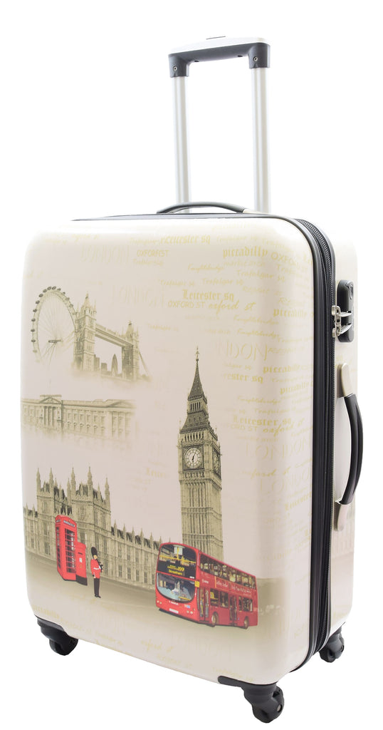 DR500 Four Wheel Suitcase Hard Shell Luggage London Print 7