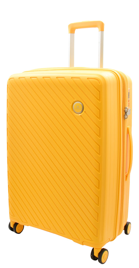 DR503 Four Wheel Suitcases Solid Hard Shell PP Luggage Bag Yellow 7