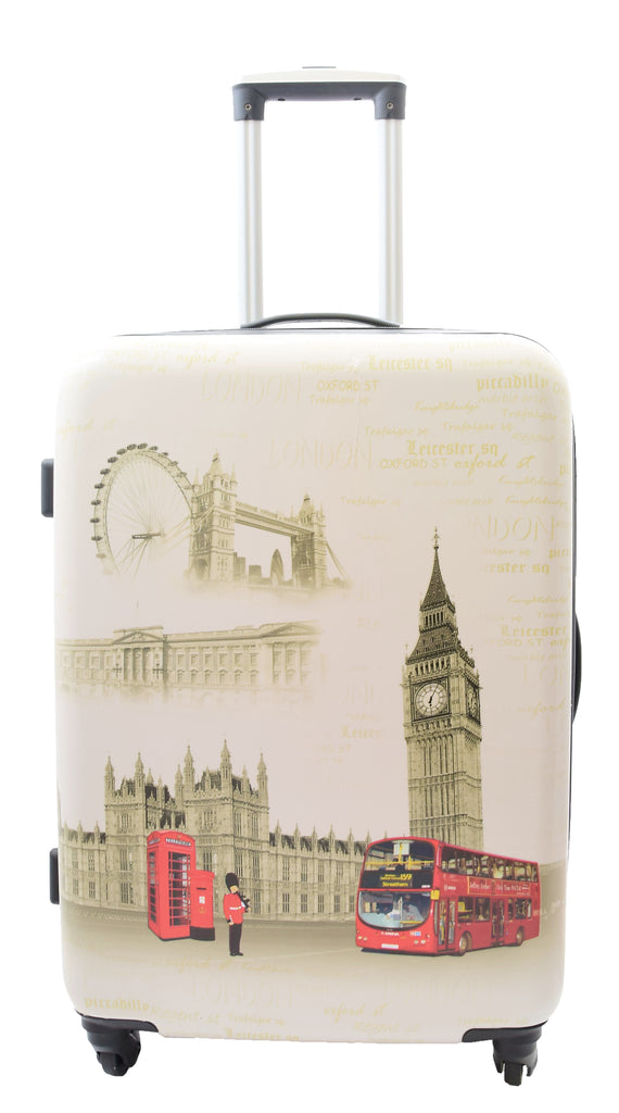 DR500 Four Wheel Suitcase Hard Shell Luggage London Print 8