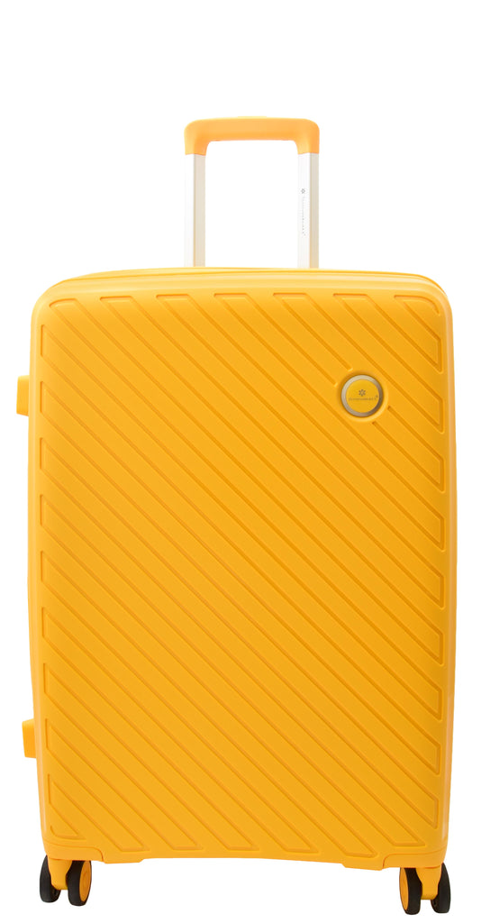 DR503 Four Wheel Suitcases Solid Hard Shell PP Luggage Bag Yellow 8