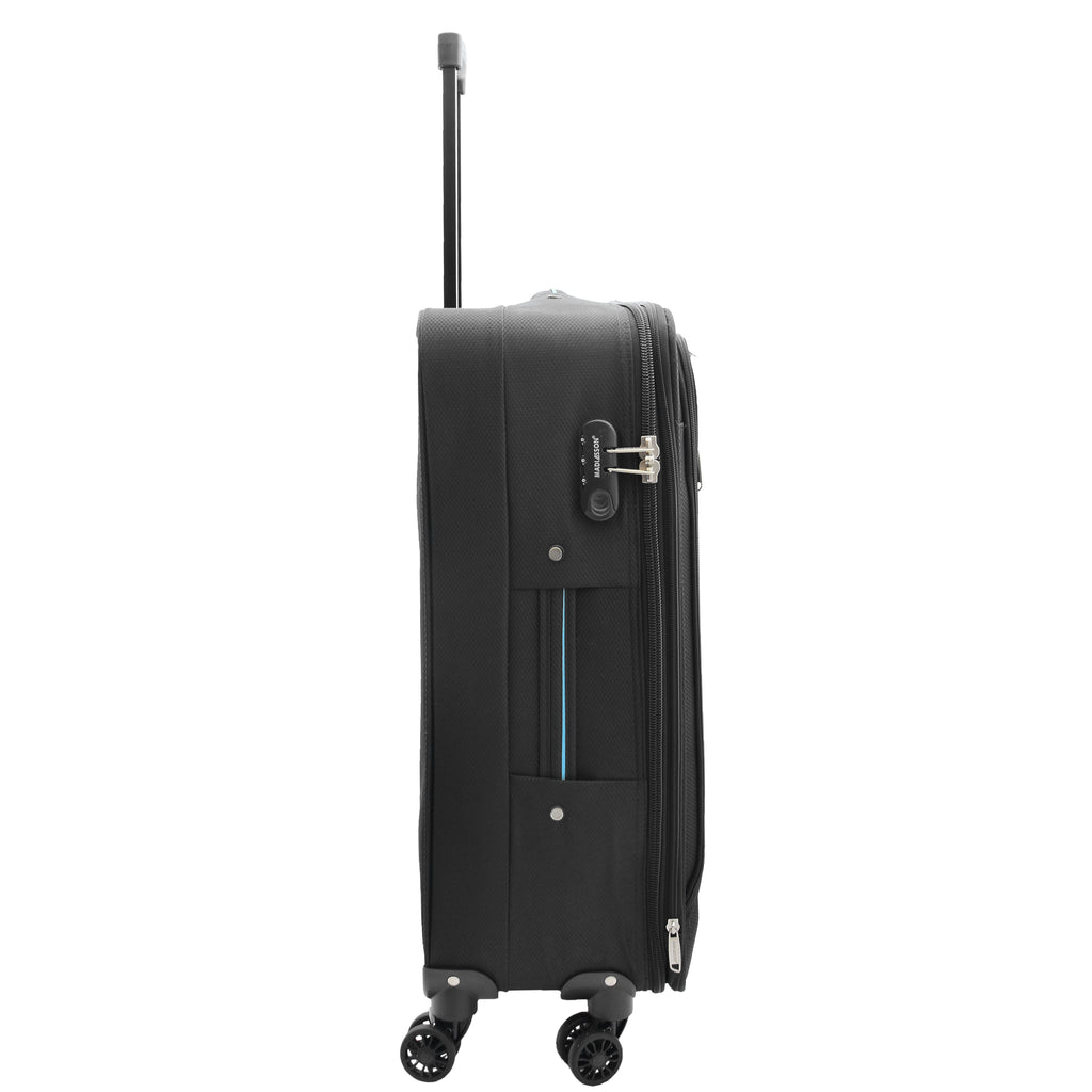 DR524 Expandable Lightweight Soft Luggage Suitcases With Four Wheels Black 8