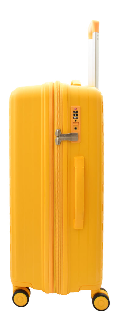 DR503 Four Wheel Suitcases Solid Hard Shell PP Luggage Bag Yellow 9