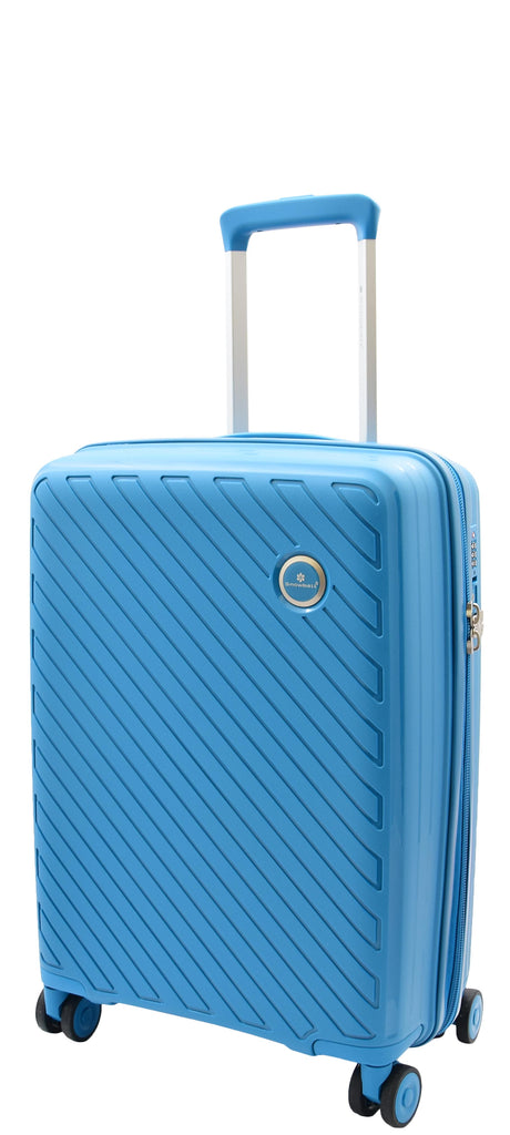 DR503 Four Wheel Suitcases Solid Hard Shell PP Luggage Bag Blue 6