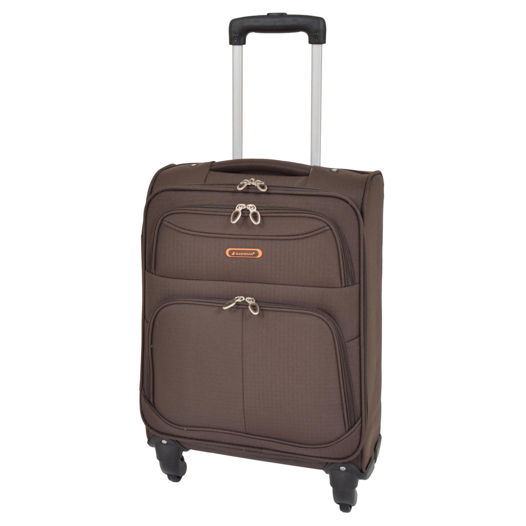 DR526 Soft Cabin Size Wheeled Suitcase Coffee 1