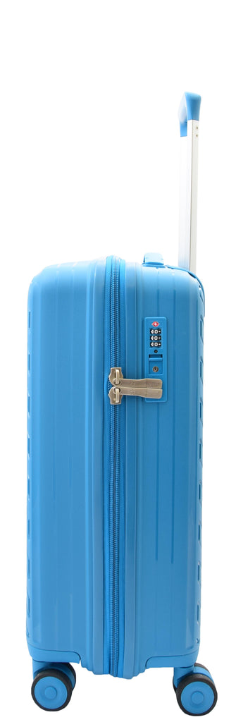 DR503 Four Wheel Suitcases Solid Hard Shell PP Luggage Bag Blue 8