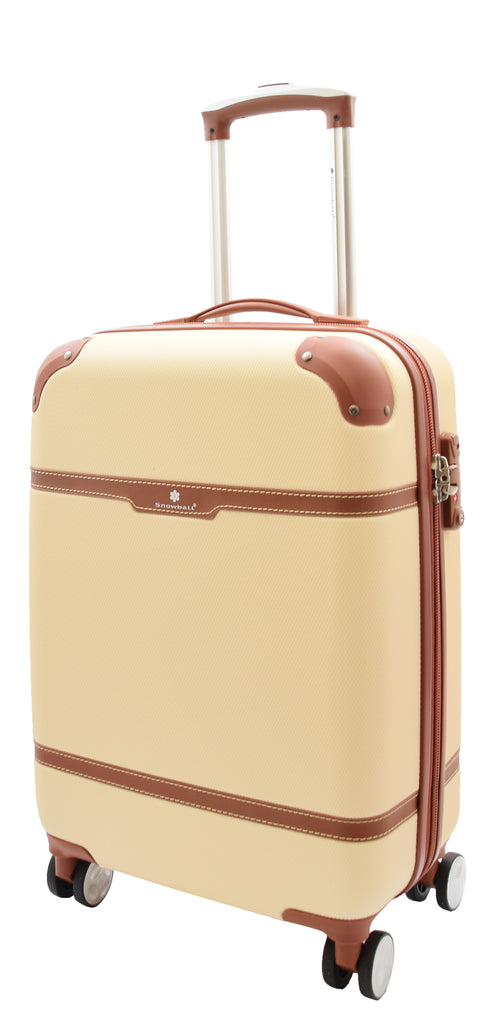 DR502 Hard Shell Retro Vintage Four Wheel Luggage Beige 2