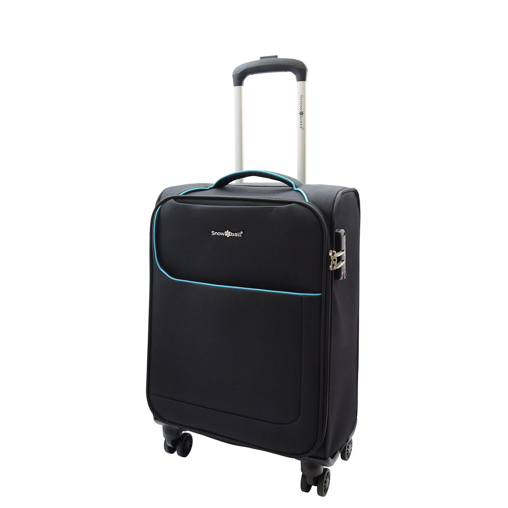 DR521 Lightweight 4 Wheel Soft Hand Luggage Cabin Size Suitcase Black 1