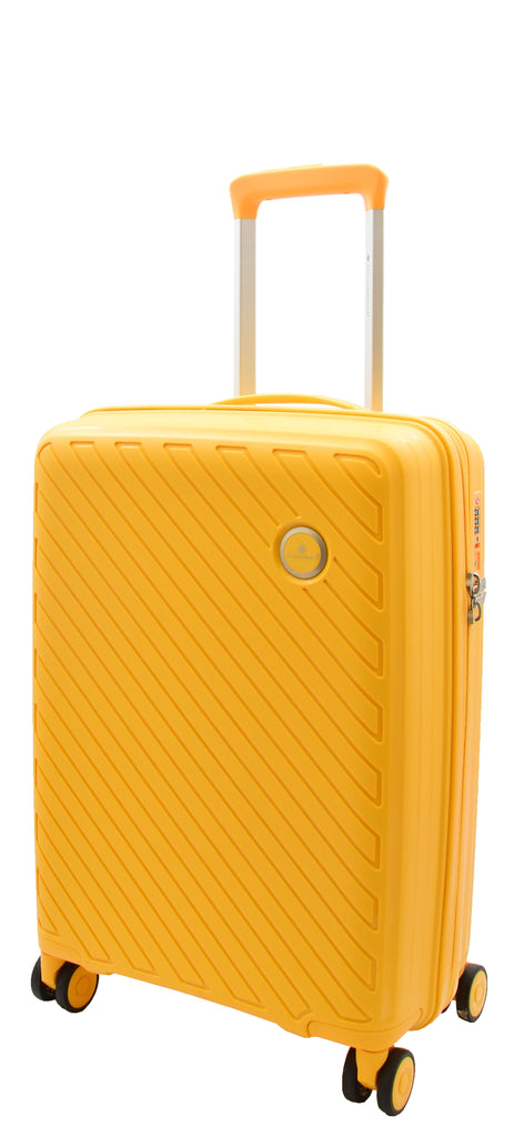 DR503 Four Wheel Suitcases Solid Hard Shell PP Luggage Bag Yellow 12
