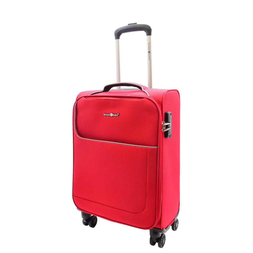 DR521 Lightweight 4 Wheel Soft Hand Luggage Cabin Size Suitcase Red 1