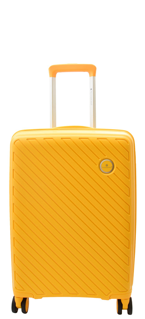 DR503 Four Wheel Suitcases Solid Hard Shell PP Luggage Bag Yellow 13