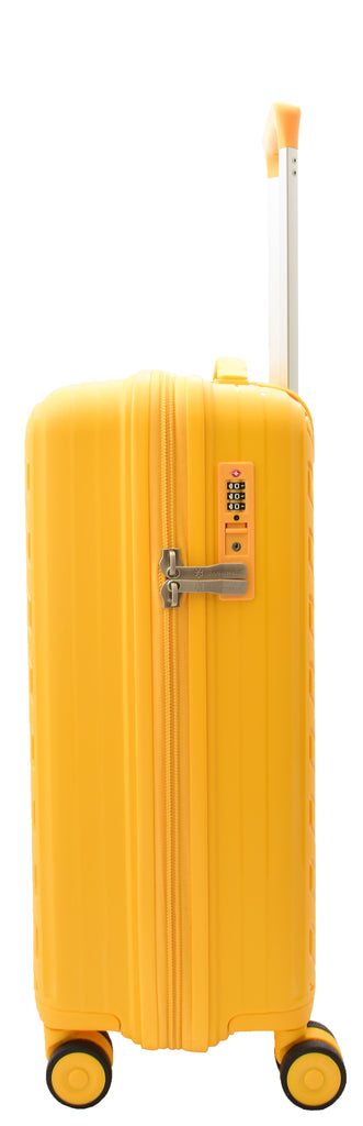 DR503 Four Wheel Suitcases Solid Hard Shell PP Luggage Bag Yellow 14