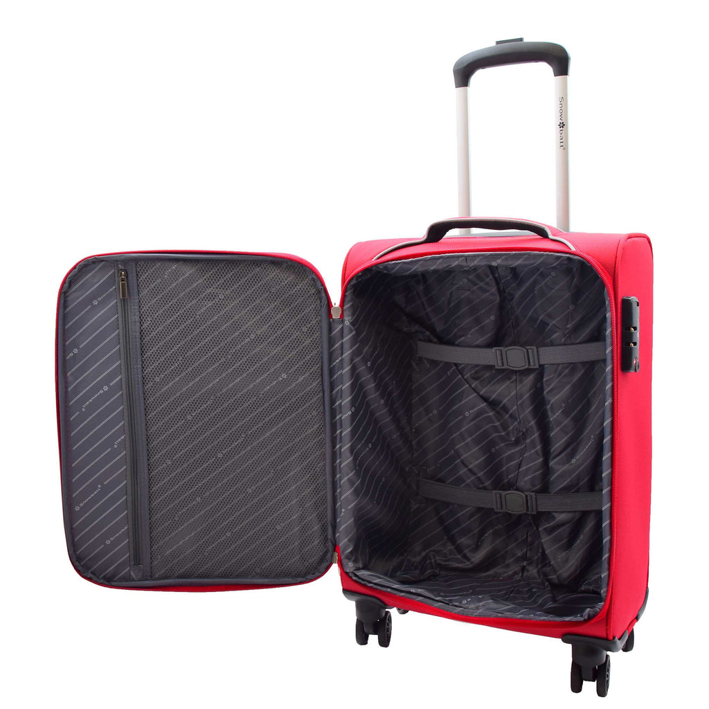 DR521 Lightweight 4 Wheel Soft Hand Luggage Cabin Size Suitcase Red 5