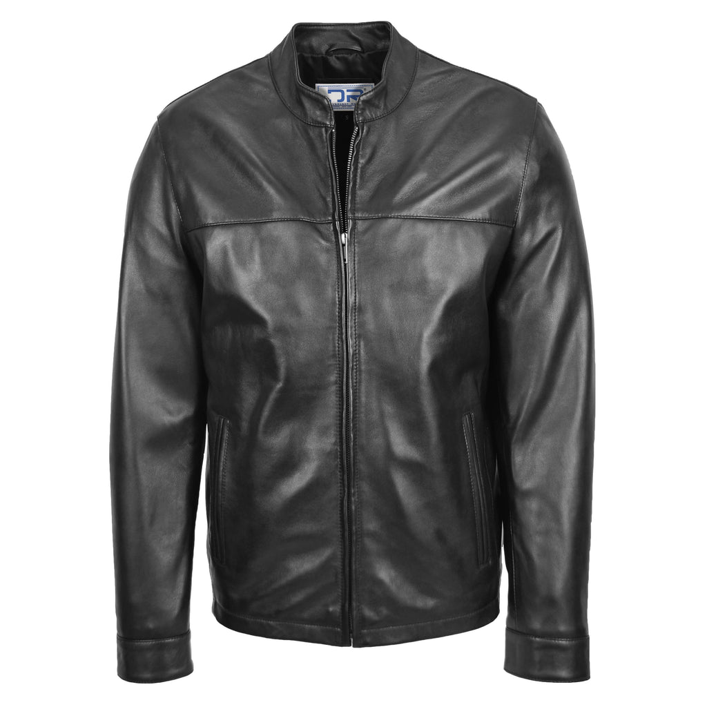 DR142 Men's Nappa Leather Biker Jacket Black 1