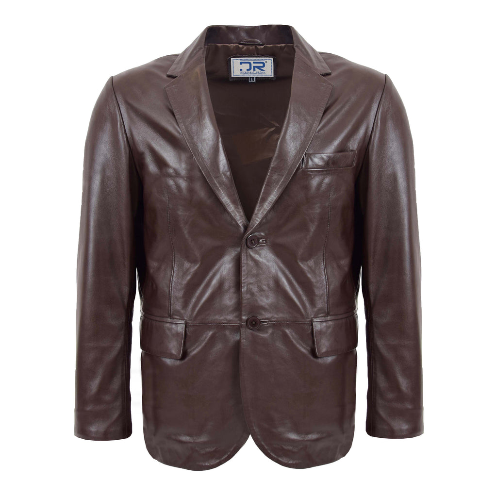 DR170 Men's Blazer Leather Jacket Brown 1