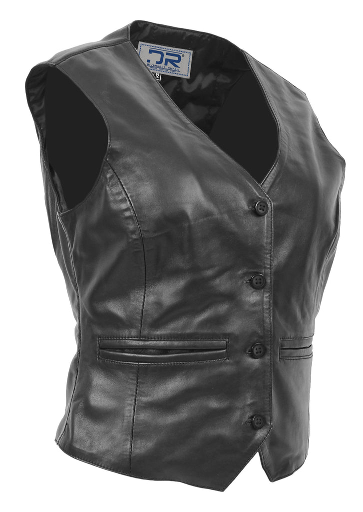 DR212 Women's Classic Leather Waistcoat Black 2