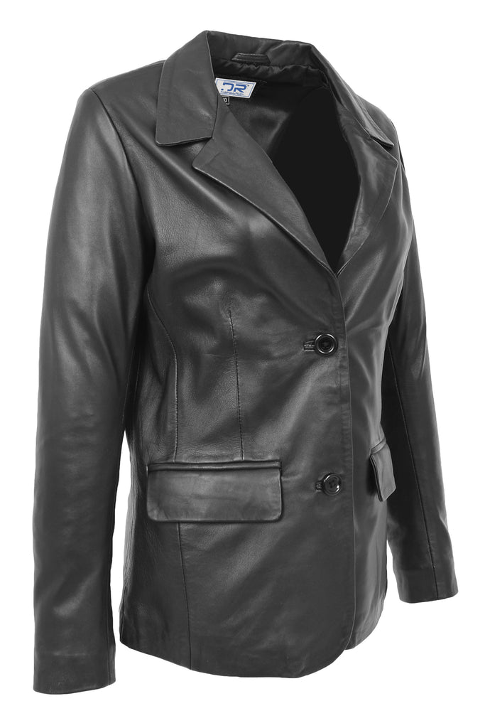 DR230 Women's Classic Blazer Leather Jacket Black 2