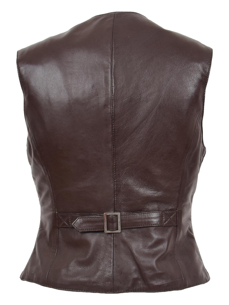 DR212 Women's Classic Leather Waistcoat Brown 4