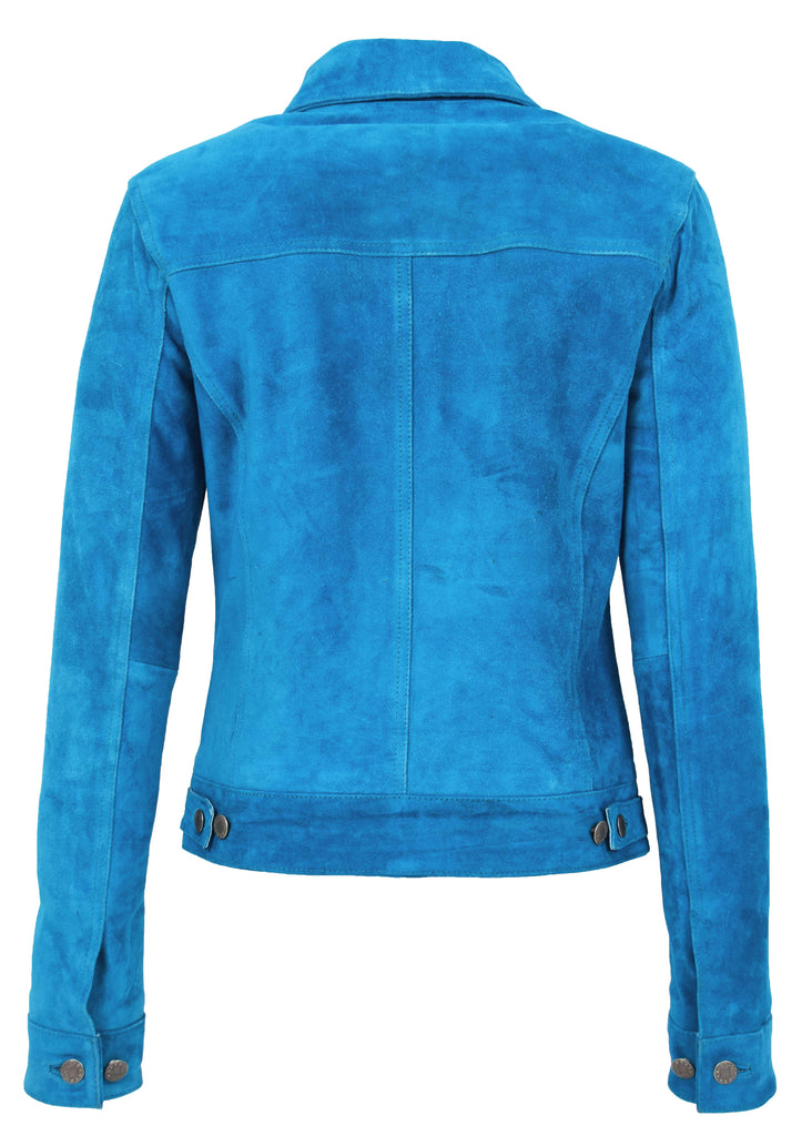 DR213 Women's Retro Classic Levi Style Leather Jacket Blue 4