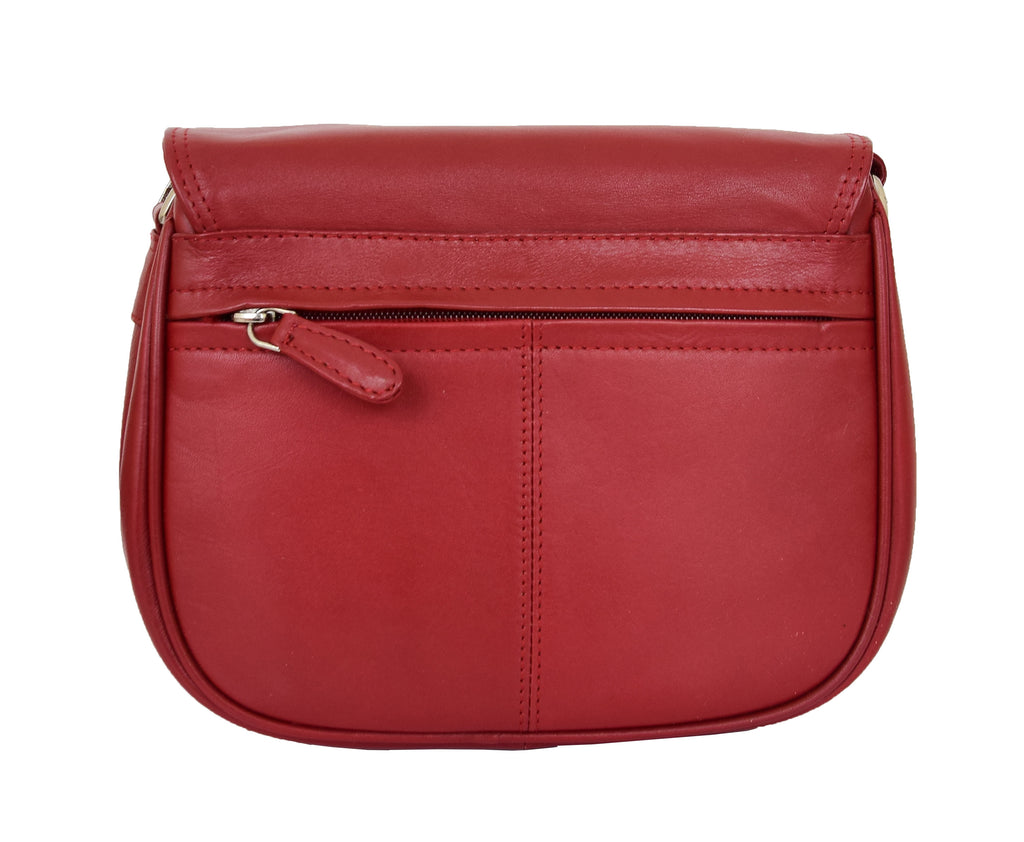 DR459 Women's Leather Cross Body Flap over Bag Red 2