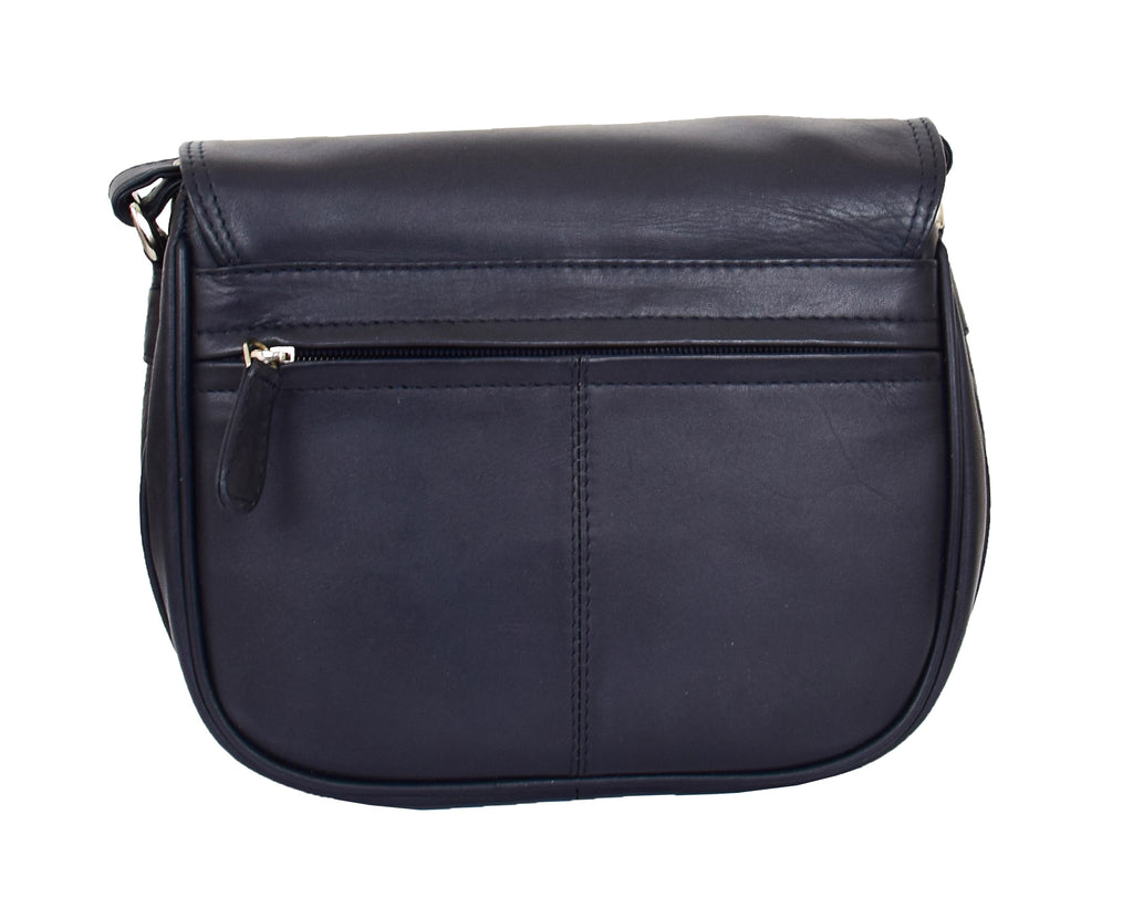 DR459 Women's Leather Cross Body Flap over Bag Navy 2