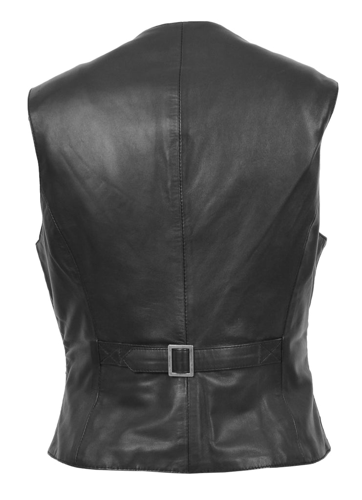 DR212 Women's Classic Leather Waistcoat Black 3
