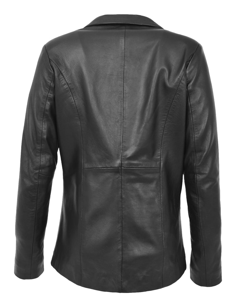 DR230 Women's Classic Blazer Leather Jacket Black 3